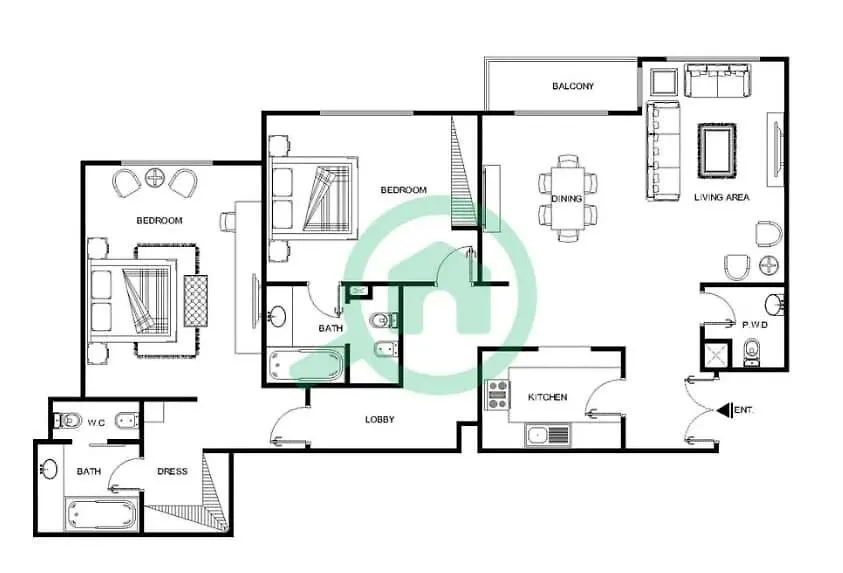 Bahar 2'S Stylish 2 Bedroom That Sleeps 4 Dubai Appartement